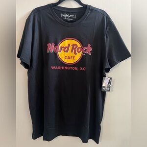 Hard Rock Cafe Washington DC Graphic Tee Black Yellow Red Logo NWT Size L